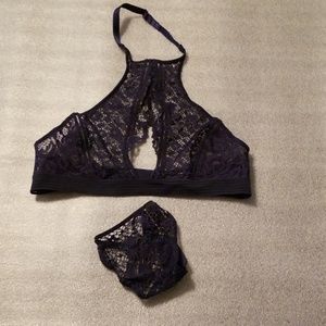 Victoria Secrets Lingerie Blue Lace Set